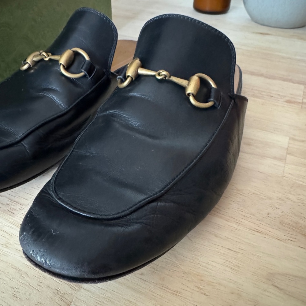 Gucci Black Horsebit Leather Mules - Picture 2 of 9